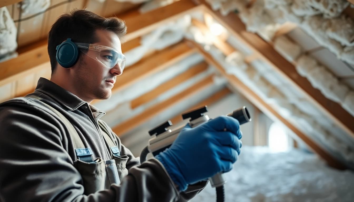 Efficient spray foam removal service showcasing a technician at work in an attic environment.