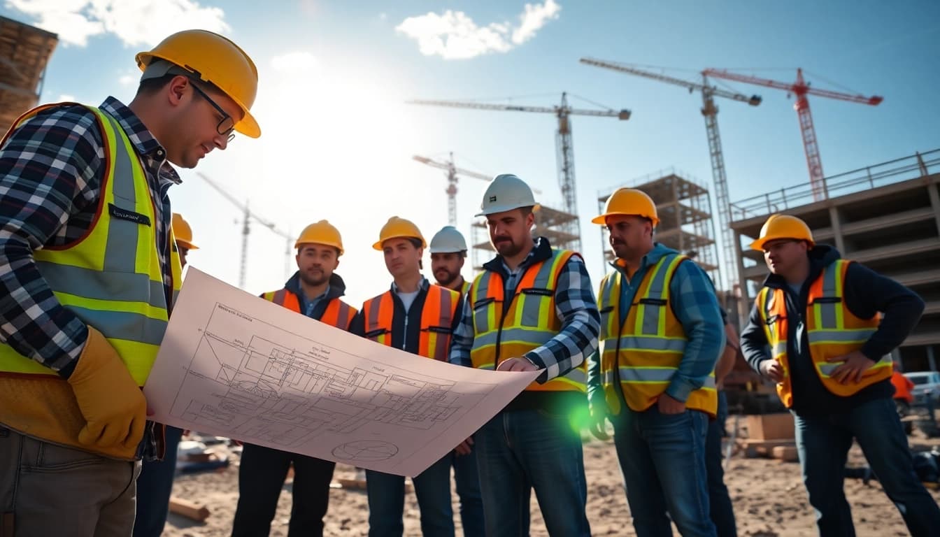 New Jersey Commercial General Contractor team collaborating on a construction site.