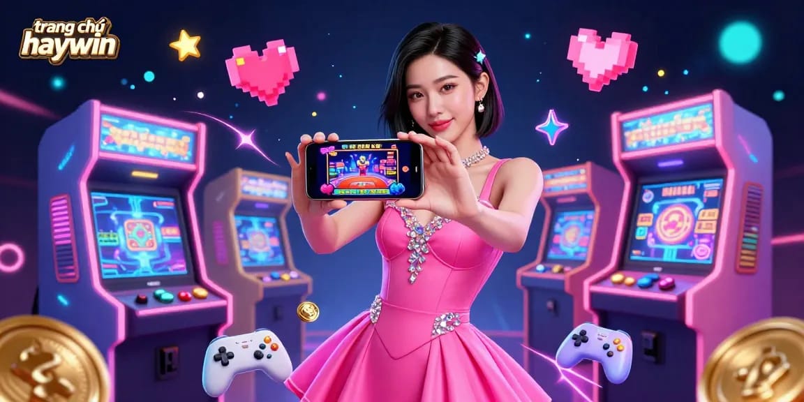 Experience the excitement of trang chủ haywin with a stunning illustration of a confident Asian woman engaging in a live dealer game.
