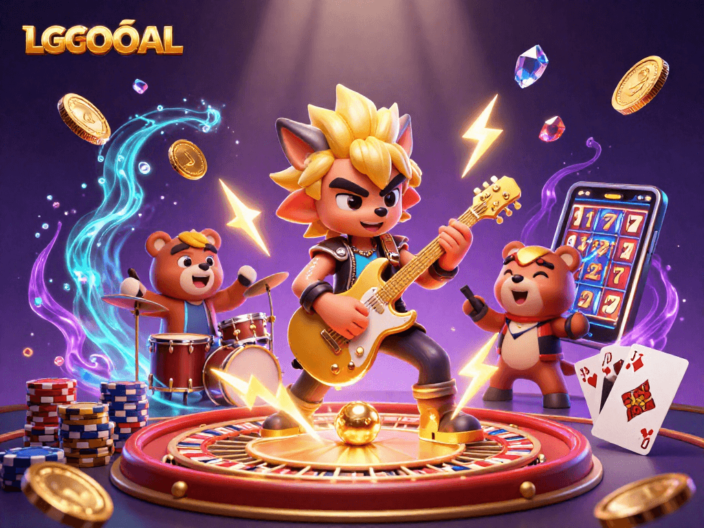 Experience thrilling gameplay with LGOGOAL's dynamic casino scene packed with jewels and lucky symbols.