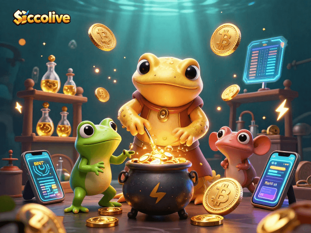 Socolive combines vibrant 3D casino magic as a salamander alchemist and frog apprentice create gold.