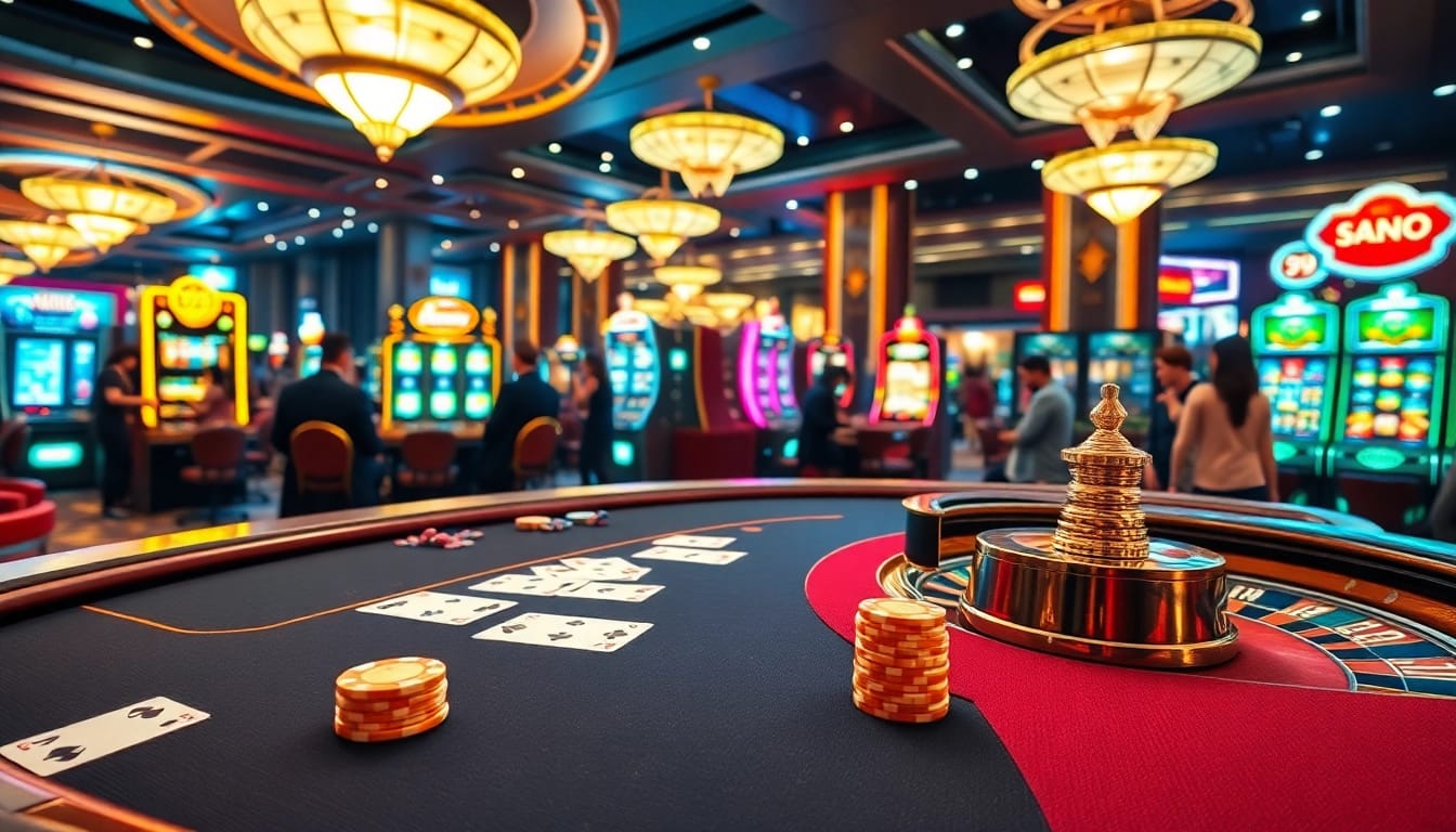 Ultimate gaming experience at 99win featuring vibrant casino tables and enthusiastic players.