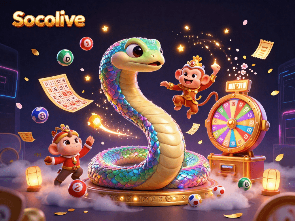 Socolive brings excitement with vibrant colors and lively lottery elements in a dynamic casino setting.