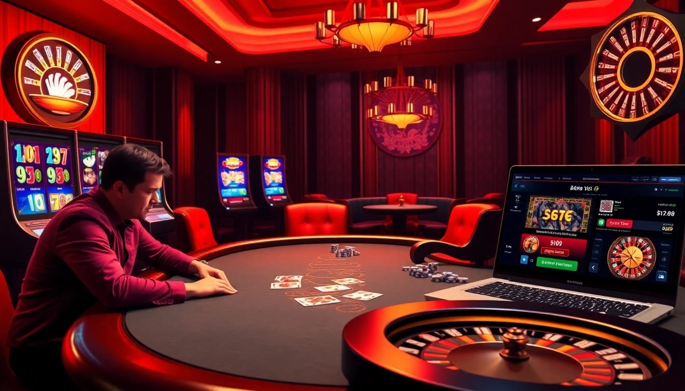 Experience immersive online gambling at 8k8 with sleek casino visuals of poker and slots.