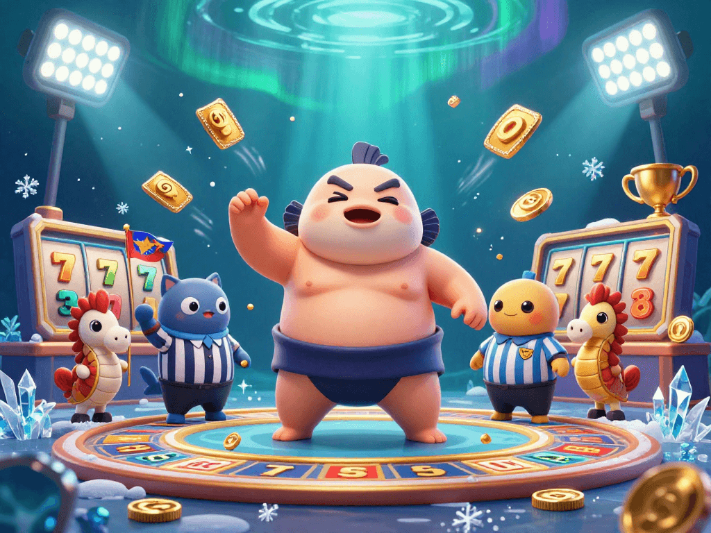 LIGALGO features a vibrant underwater casino scene with a playful fugu, catfish referee, and dynamic slot game elements.