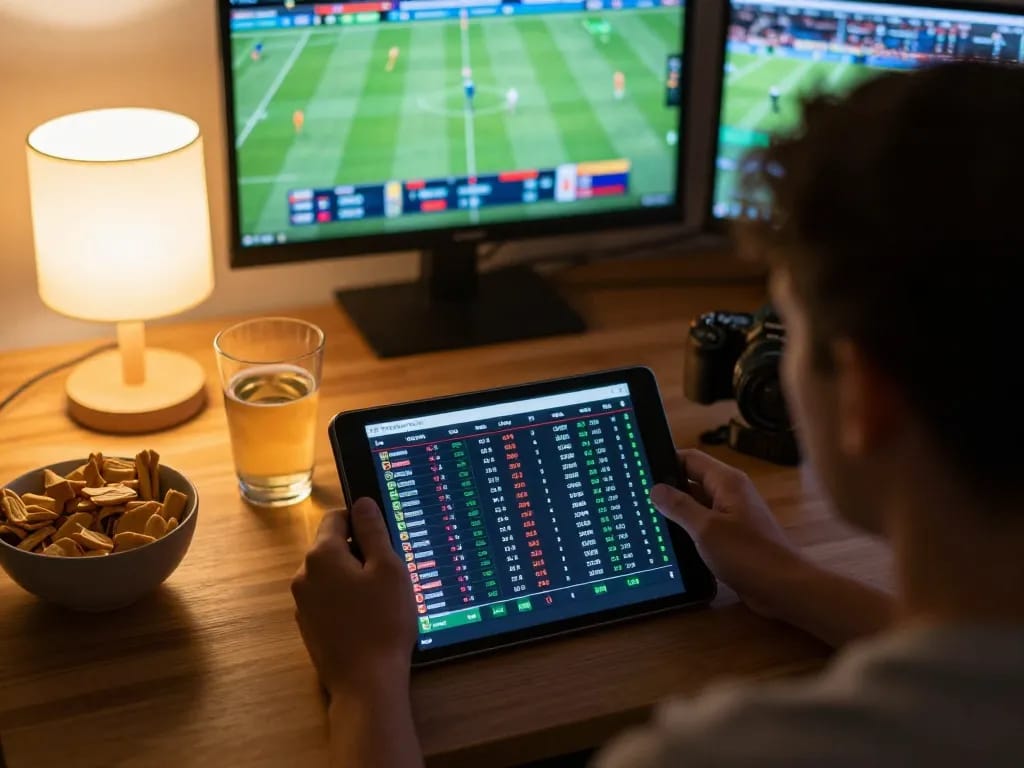 open88 user engaging in sports betting analysis on tablet with live odds displayed
