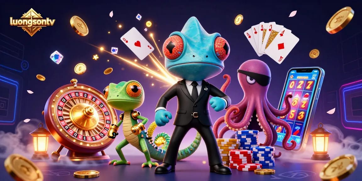 Experience vibrant excitement with luongsontv in a dynamic casino-themed scene featuring rich gambling elements.