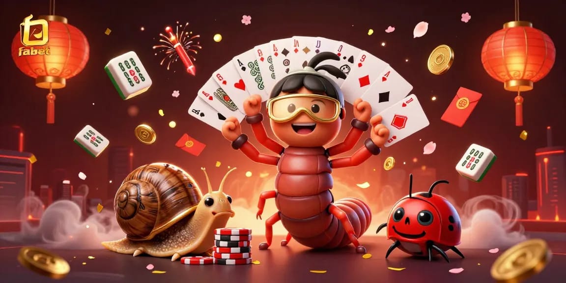 Experience excitement at fabet with a cartoon dealer managing cards and high-stakes chips.
