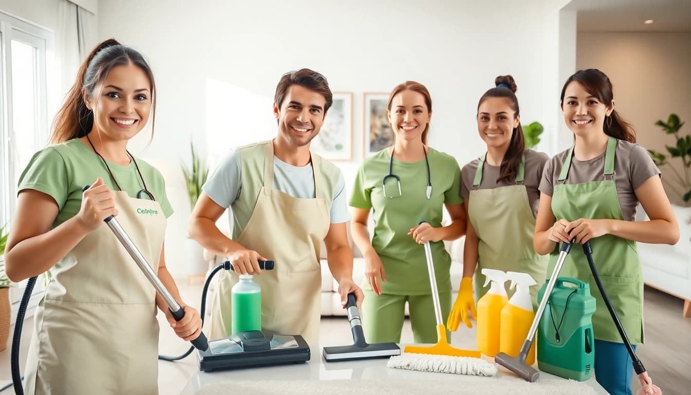 Efficient team providing cleaning services calgary in a bright, modern home, creating a spotless environment.
