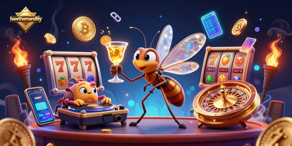 Play slots and win big with hawthornandlily's captivating casino illustration featuring dynamic gaming elements.