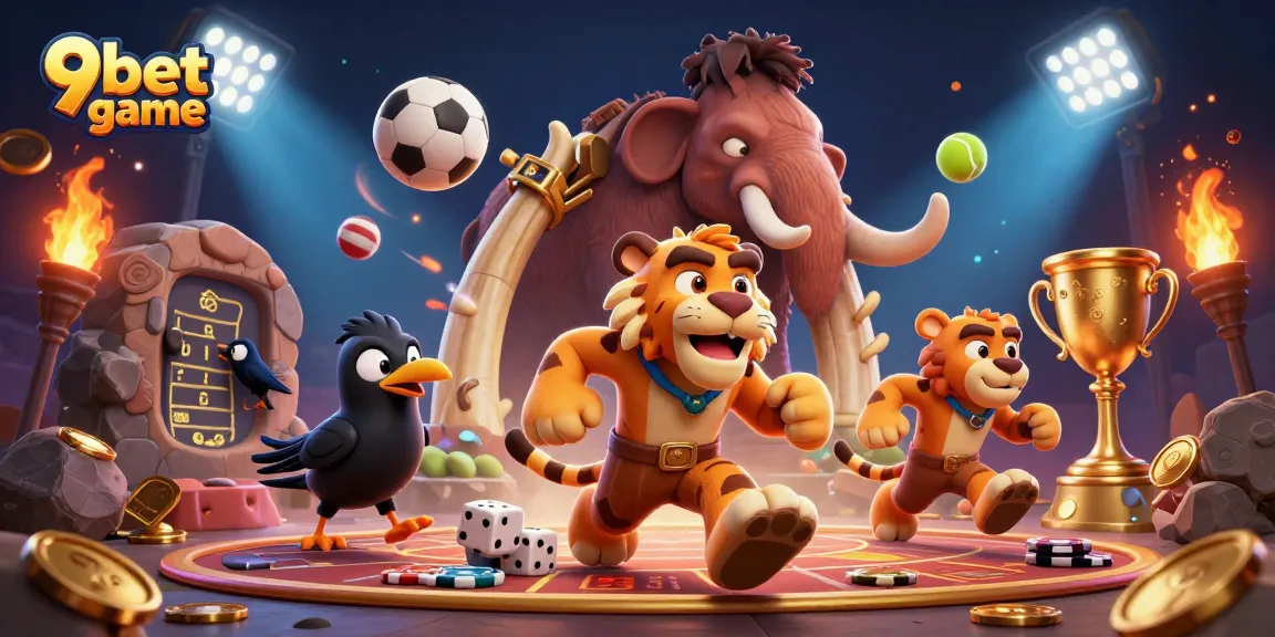Experience winning with 9bet game in a vibrant prehistoric casino scene.