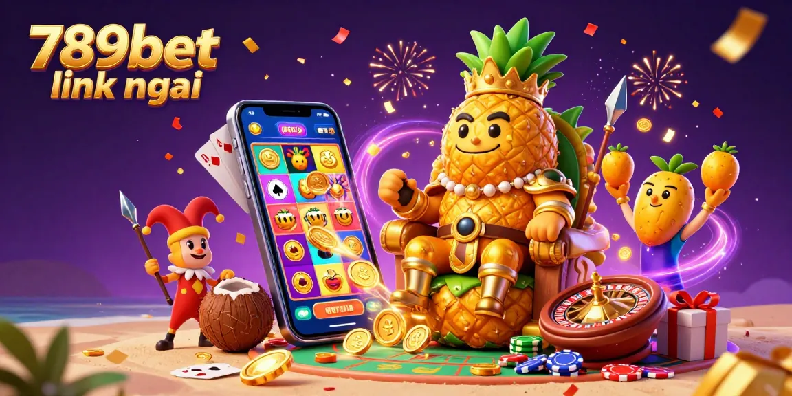 Experience the vibrant world of gambling at 789bet link mới with the pineapple king and festive gaming elements.