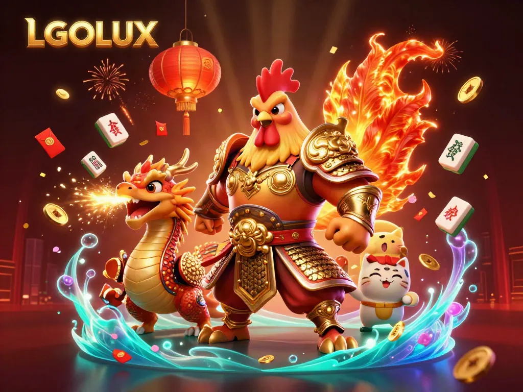 Experience the excitement of LGOLUX with a vibrant and dynamic casino-themed illustration.