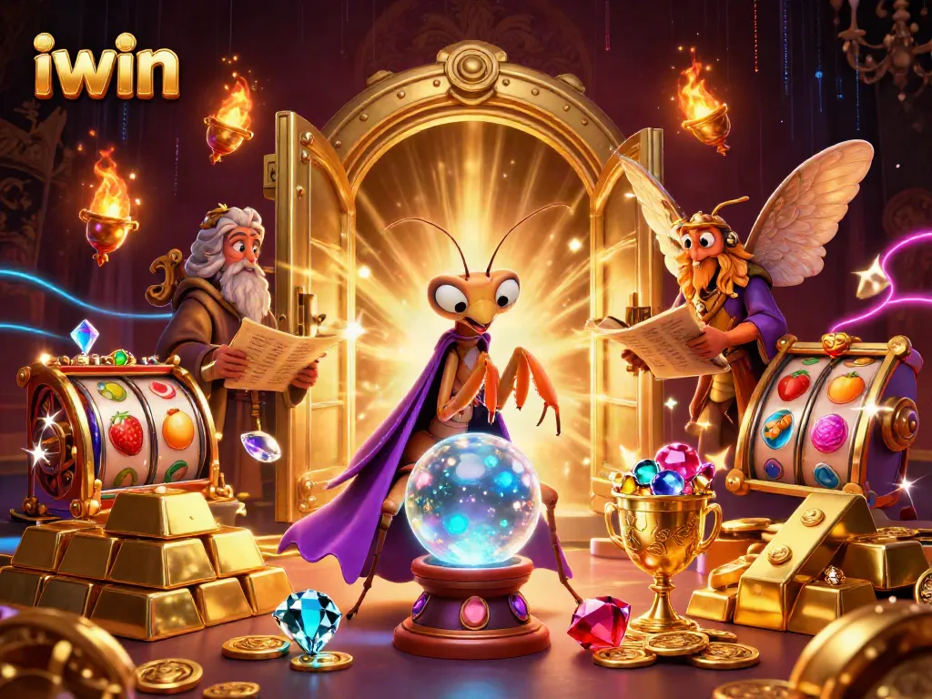Experience iwin with this vibrant 3D casino scene featuring a fortune teller and mystical elements.