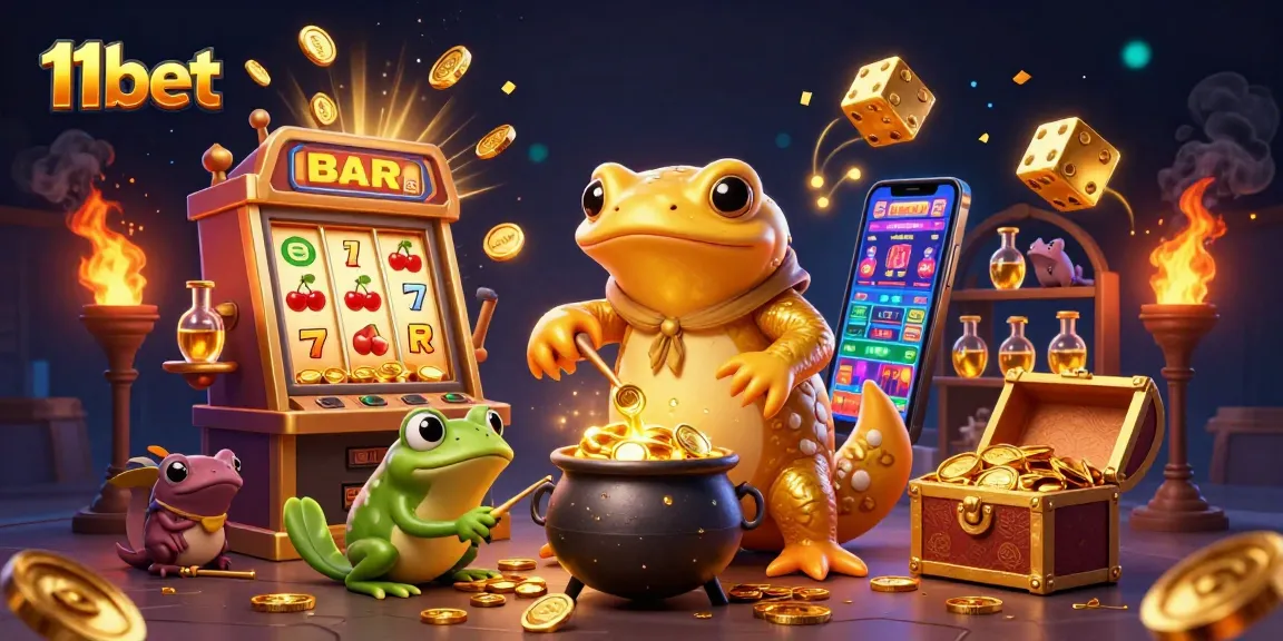Experience thrilling jackpots and gaming magic with 11bet's captivating 3D casino illustration.