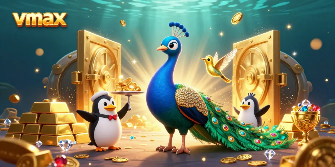 Experience vmax action with vibrant casino characters amidst treasures and jewels.