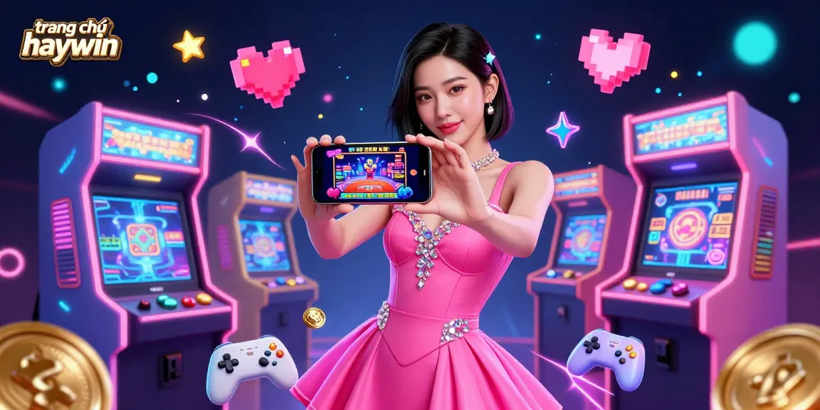 Experience the excitement of trang chủ haywin with a stunning illustration of a confident Asian woman engaging in a live dealer game.
