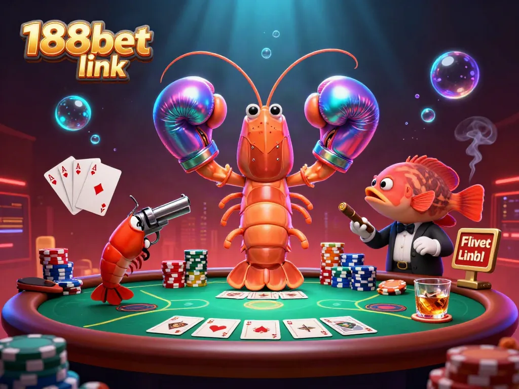 Engage with the vibrant 188bet link in this animated casino scene featuring poker action and dynamic characters.