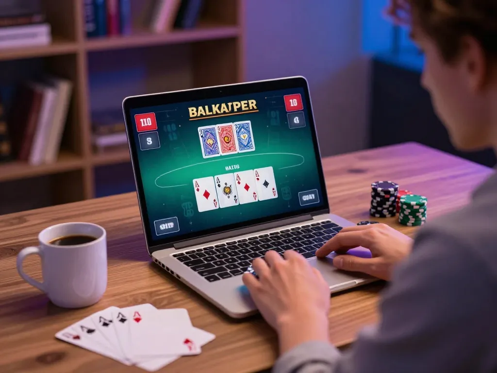 Engage in strategic gameplay with 789WIN in a cozy home gaming setup featuring live blackjack.