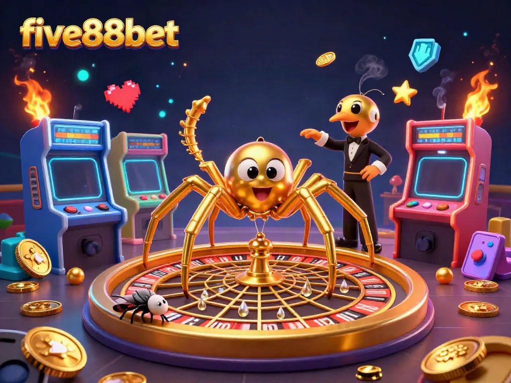 Experience thrilling bets at five88bet in a vibrant casino-themed illustration.