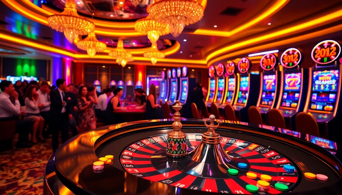 Engaging players using free credit live22 at a vibrant roulette table in a luxurious casino.