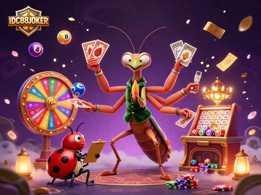 Engage with IDC88JOKER's thrilling casino atmosphere featuring vibrant games and characters.