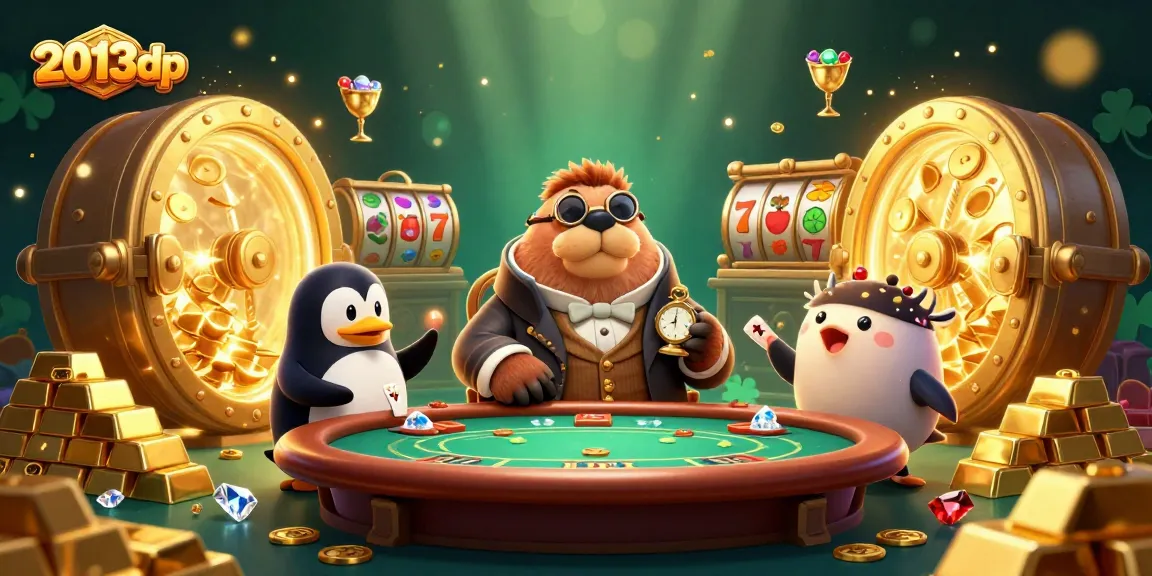 Experience exciting gameplay at 2013dp with a vibrant underwater poker scene featuring a walrus, penguin, and pufferfish.