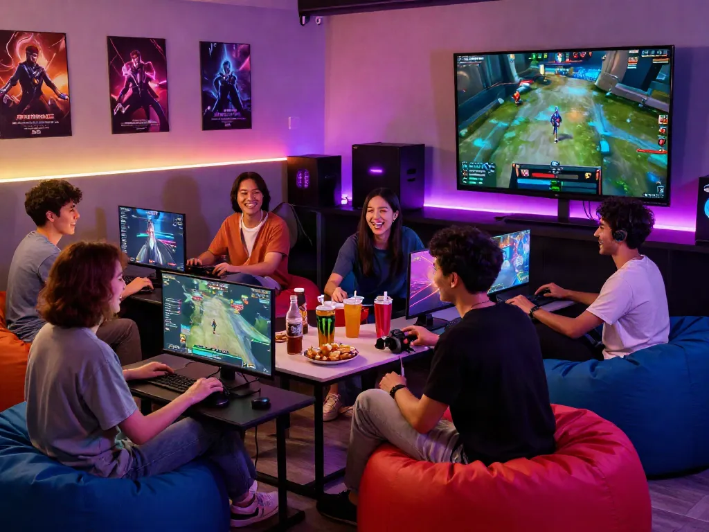 Exciting gaming gathering at KU88 with friends enjoying multiplayer games.