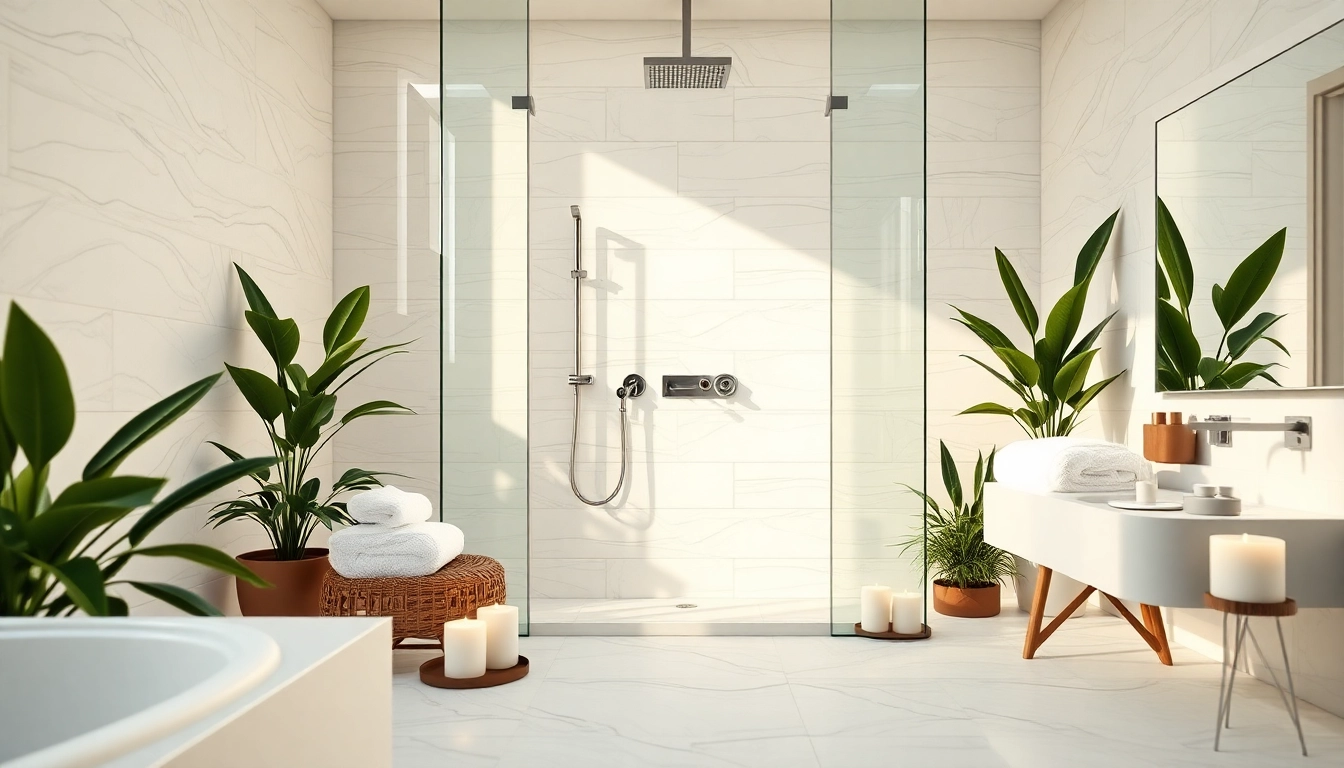 Enjoying elegant showers in a chic bathroom with modern fixtures and relaxing ambiance.