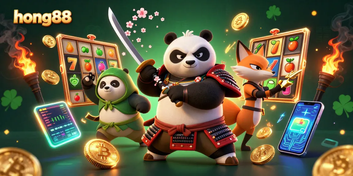 Engage with hong88's thrilling online slot gaming experience featuring animated characters in a vibrant 3D scene.