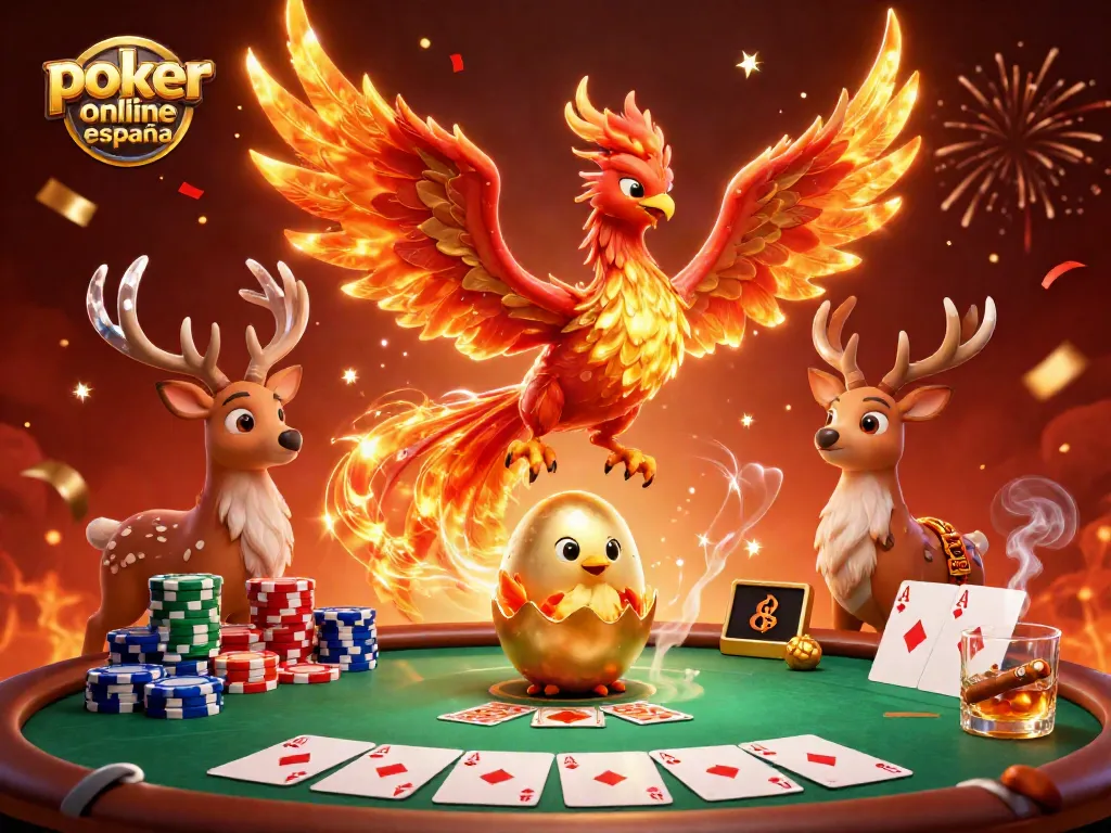 Póker online España: Juega al póker con estilo en una mesa llena de fichas y cartas emocionantes.