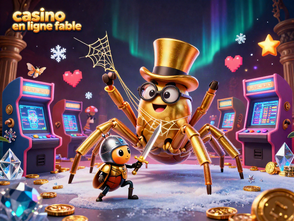 Capturer l'excitation d'un casino en ligne fiable avec des personnages 3D colorés et des machines à jeux.
