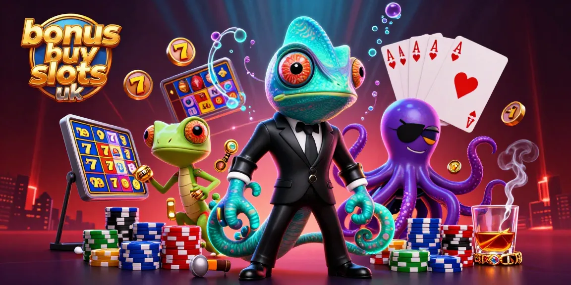 Experience thrilling bonus buy slots UK with vibrant game reels and unique characters in dynamic casino art.