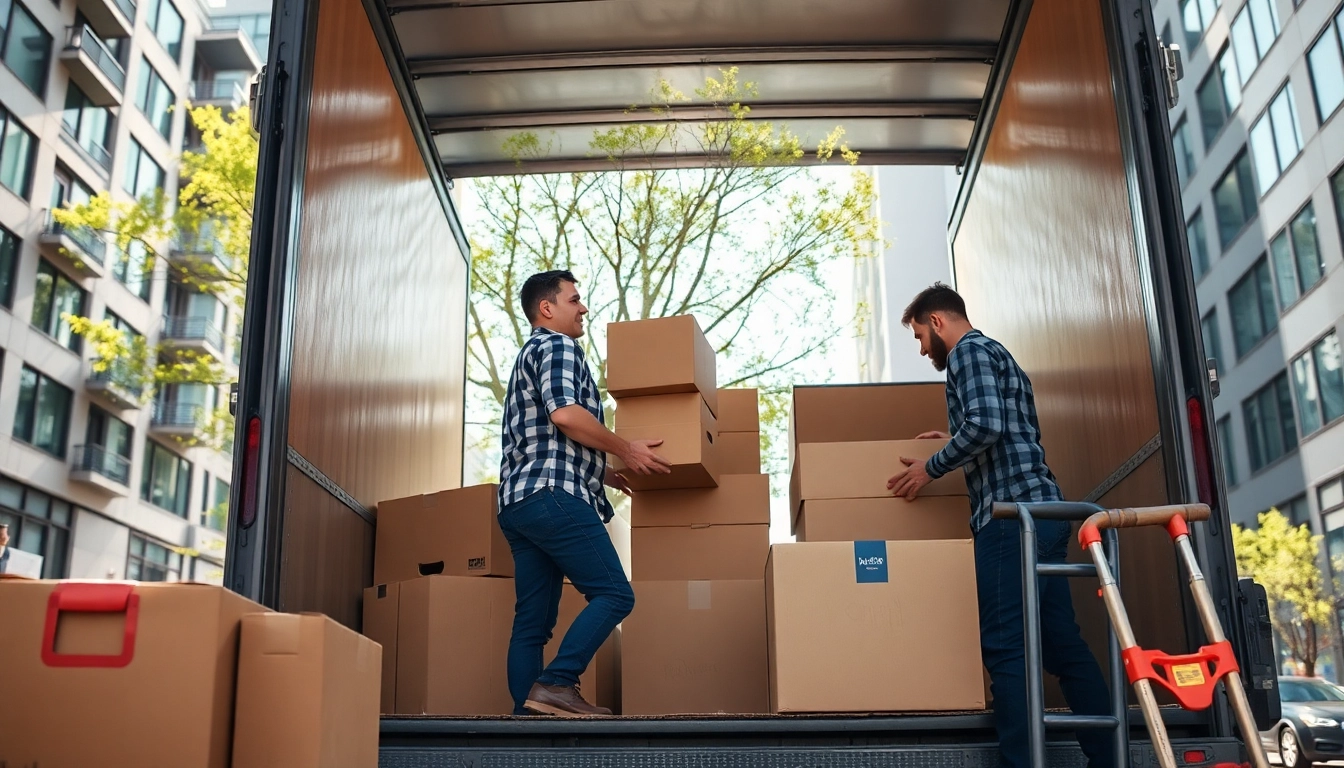 Calgary movers efficiently packing boxes for a family relocation.