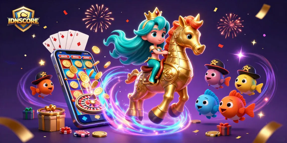 Engage with IDNSCORE through this vibrant 3D mermaid-themed casino visual, showcasing gaming excitement.
