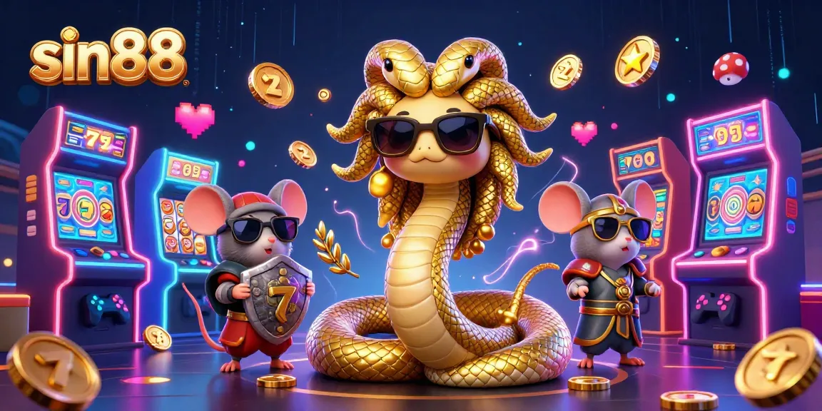 Experience thrilling casino gameplay with sin88 featuring Medusa, a warrior mouse, and slot machines.