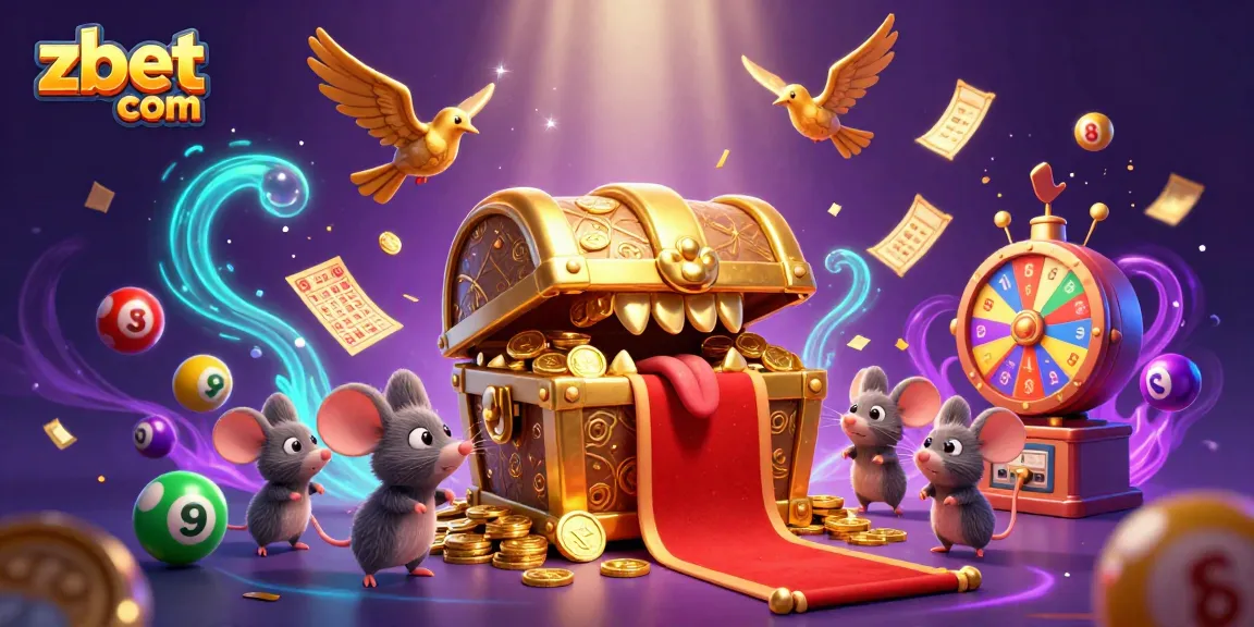 Win big with zbet com in this vibrant 3D casino illustration showcasing thrilling games and prizes.