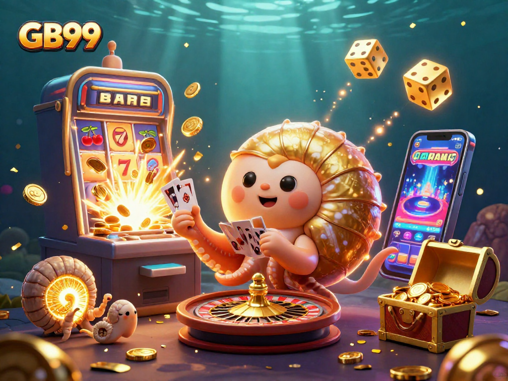 Jump into the thrill of GB99 gaming with this vibrant 3D underwater casino scene.