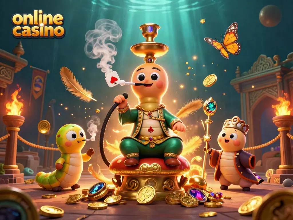 Juego emocionante en un online casino con criaturas fantásticas y símbolos de juego.