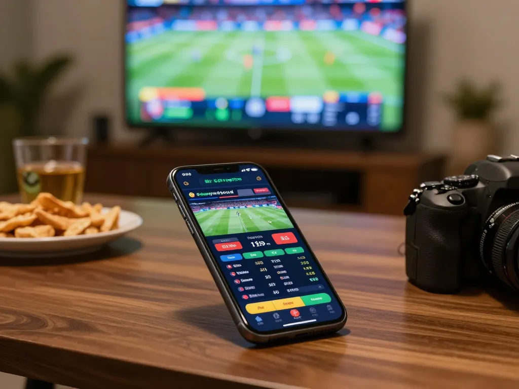 Engaged player using TX88 sports betting app on smartphone during live game event.