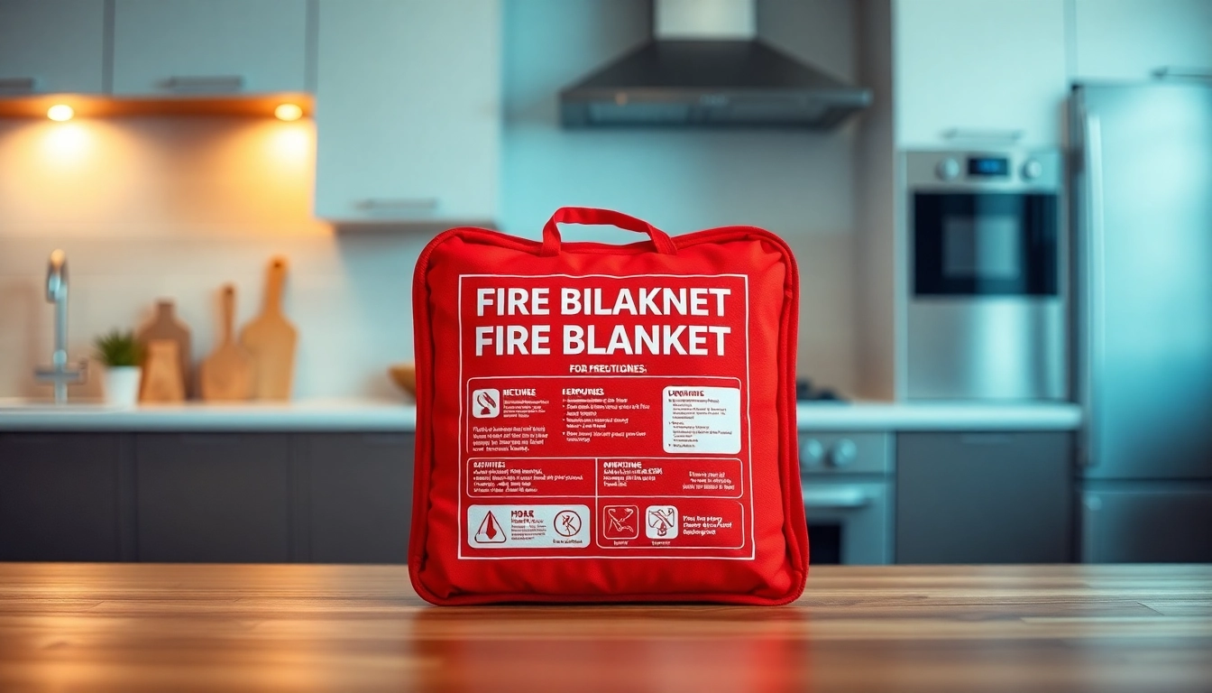 Secure fire blanket prominently displayed in a modern kitchen to promote safety awareness.