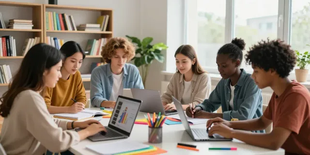 Interactive online class at https://khokhoahoc.academy/ with diverse students engaged in learning.