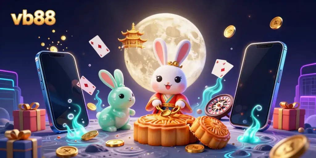 Experience thrilling gameplay with vb88 as the moon rabbit and jade companion celebrate jackpots.