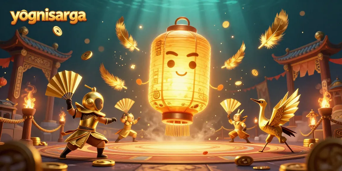 Experience vibrant yognisarga gaming with dynamic golden lantern spirit and casino elements in 3D.