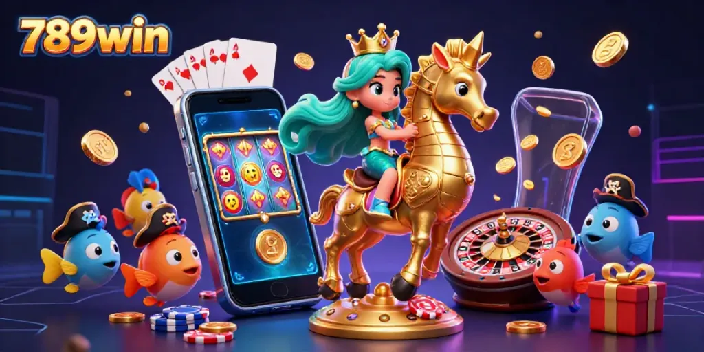 Experience the excitement of gambling with 789win as a mermaid princess leads a vibrant, underwater slot game adventure.