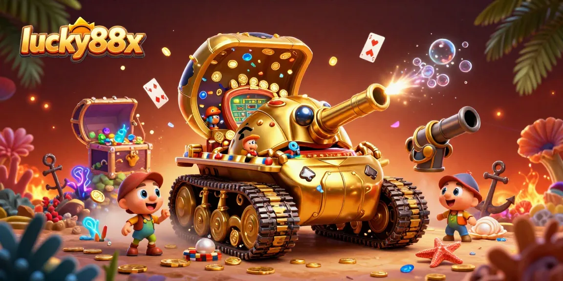 Engage with the vibrant lucky88x casino scene featuring a magical tank casino exploding with treasures.