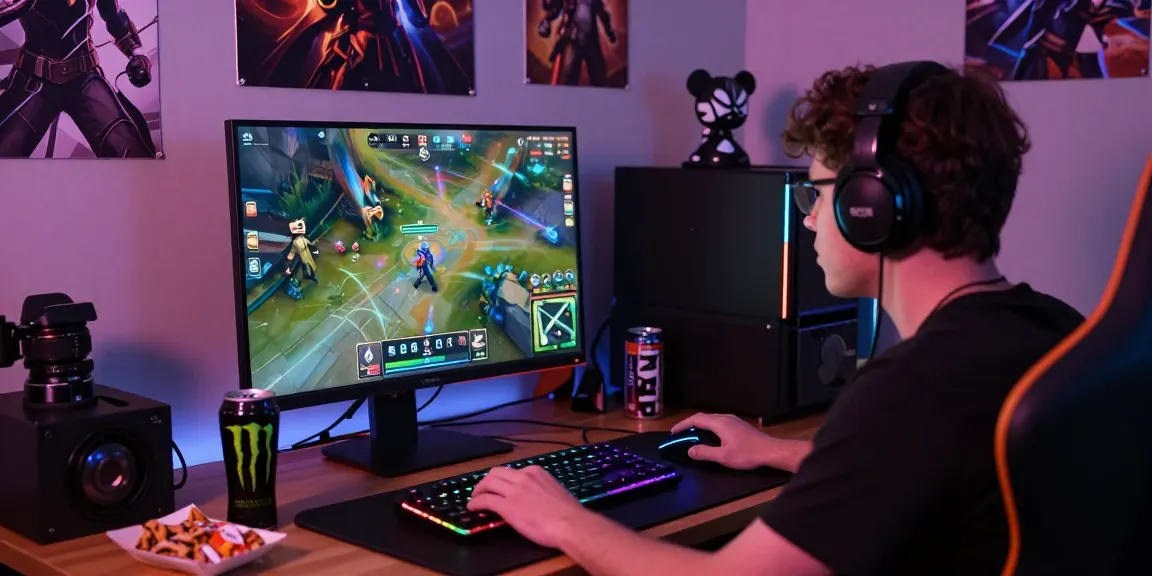 Overwatch 2 Cheats displayed on a gaming setup with RGB gear and snacks.