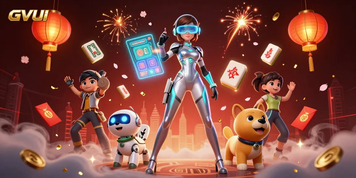 Join the excitement at GVUI casino with a dynamic 3D illustration depicting a futuristic gaming scene.