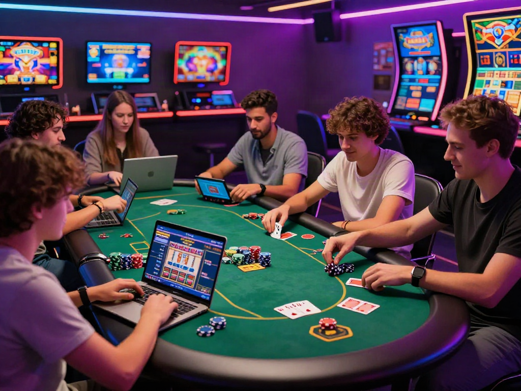 Exciting gaming atmosphere at Hitclub with friends enjoying various online games.