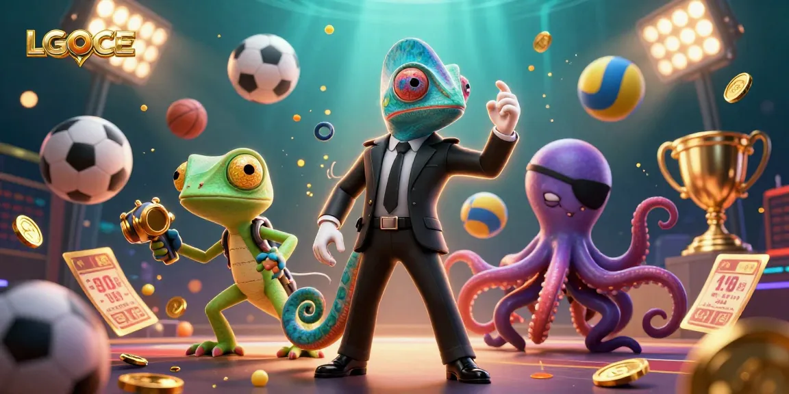 Engage with LGOACE's thrilling gaming scene featuring a vibrant agent and sports elements.